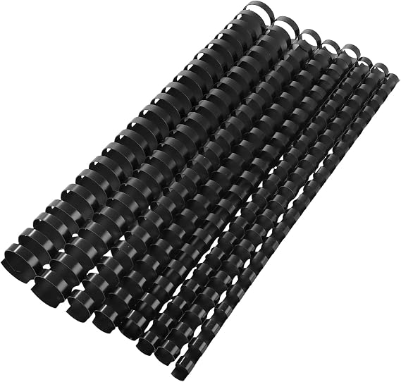 160Pcs Multi-Size Binding Combs, Black 10/12/14/16/18/20/22/25MM Comb Binder Spines, 60-200 Sheet Binding Capacity, 21 Rings, Suitable for A4 Documents, Notebooks