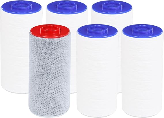 Replacement Filter Set for Weddell Duo - High-efficiency Shower Water Filtration System that Removes Chlorine/PFAS/Contaminants for Better Skin and Hair Health (1RED+5BULE)