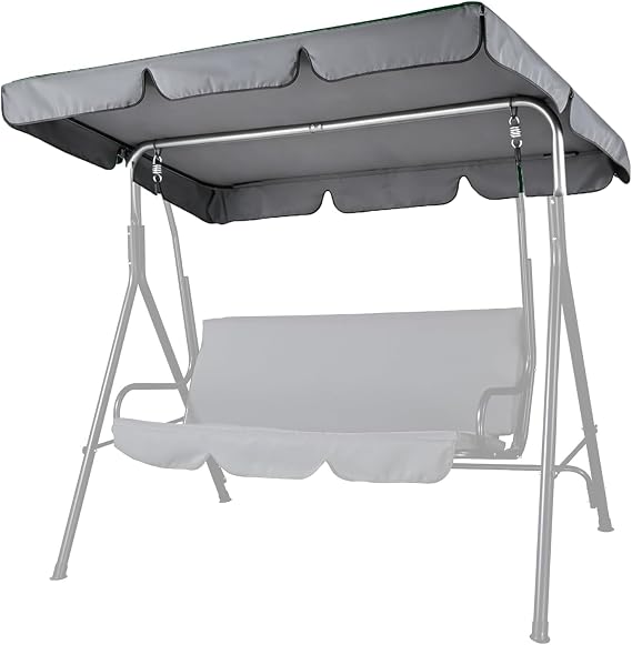 Swing Canopy Replacement Cover, Garden Swing Seats 3 Seater, Waterproof Windproof Anti-UV Swing Chair Canopy Replacement, Hammock Cover Top for Outdoor Yard Porch Seat Furniture (Grey,195 * 125cm)