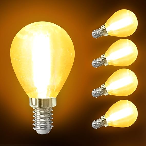 Aigostar E14 LED Bulb 8W 880LM, E14 Small Edison Screw Light Bulbs 2200K Amber Warm White, Vintage Filament Bulbs 64W Equivalent, Energy Saving Golf Ball Bulb 6-Pack