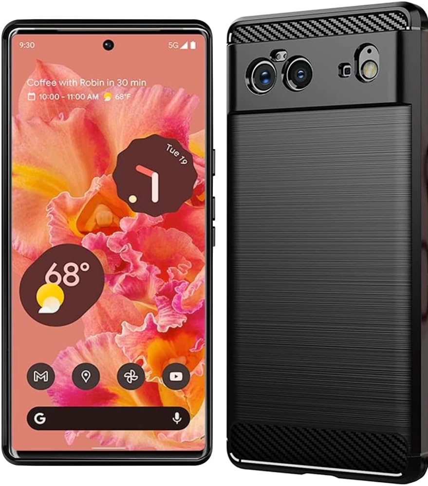 Google Pixel 6 Case, Carbon Fiber Scratch Resistant,Shock Absorption Soft TPU Rubber Protective Cell Phone Cover for Google Pixel 6 case 6.4" Google Pixel 6 Black