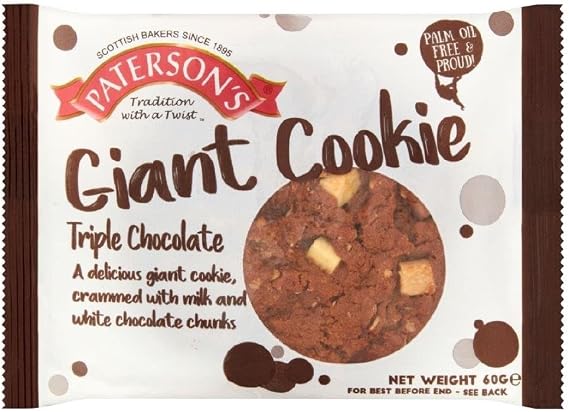 Paterson's Giant Triple Chocolate Cookie 60g (Pack of 18)