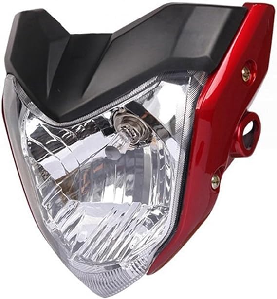 Headlight Assembly Motorcycle Headlight Head Light Lamp With Bulb Bracket Assembly Amber For FZ16 For YS150 For FZER150 For FZER 150 For FZ 16(BlackRed)