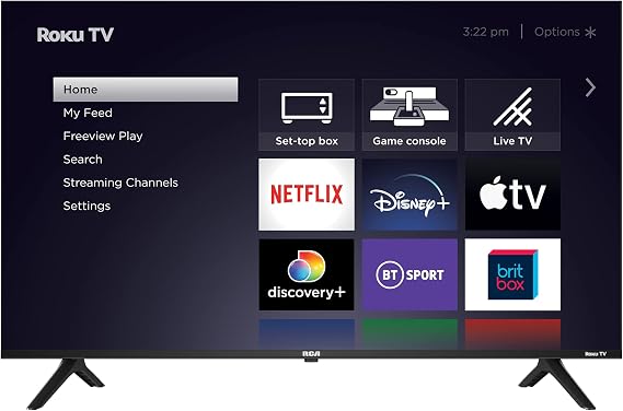 RCA Roku 55 Inch 4K Smart TV, UHD TV with BBC Netflix FreeviewPlay Disney+, HDR DVB-T2/T Dolby Audio 3 x HDMI 2 x USB Port, Large Screen for Living Room Home