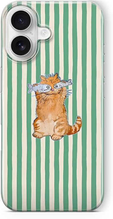iPhone 17 ile Uyumlu Balık Gözlü Kedi Desenli Şeffaf Telefon Kılıfı