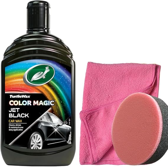 Turtle Wax Jet Black Colorful Polish Black 500 Ml + Cake polish Sponge + 3 Cloths