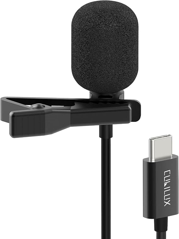 Cubilux USB C Lavalier Microphone, Unidirectional, 48 kHz / 24 Bit, 5 ft