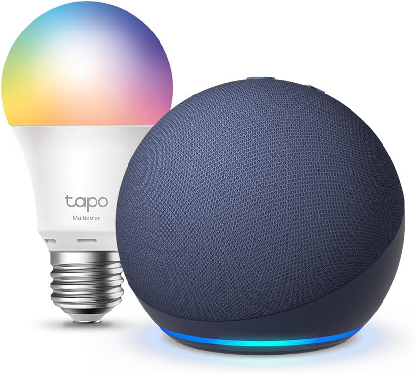 Echo Dot (5th generation) | Deep Sea Blue + Tapo L530EA Smart Light Bulb (E27), Works with Alexa - Smart Home Starter Kit, with Alexa+ Early Access