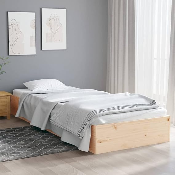 Bed Frame Solid Wood 75x190 cm 2FT6 Small Single, Bedroom Furniture, Guest Bed, Bed Base, Bedframe, Beds, Frames & Bases 820062