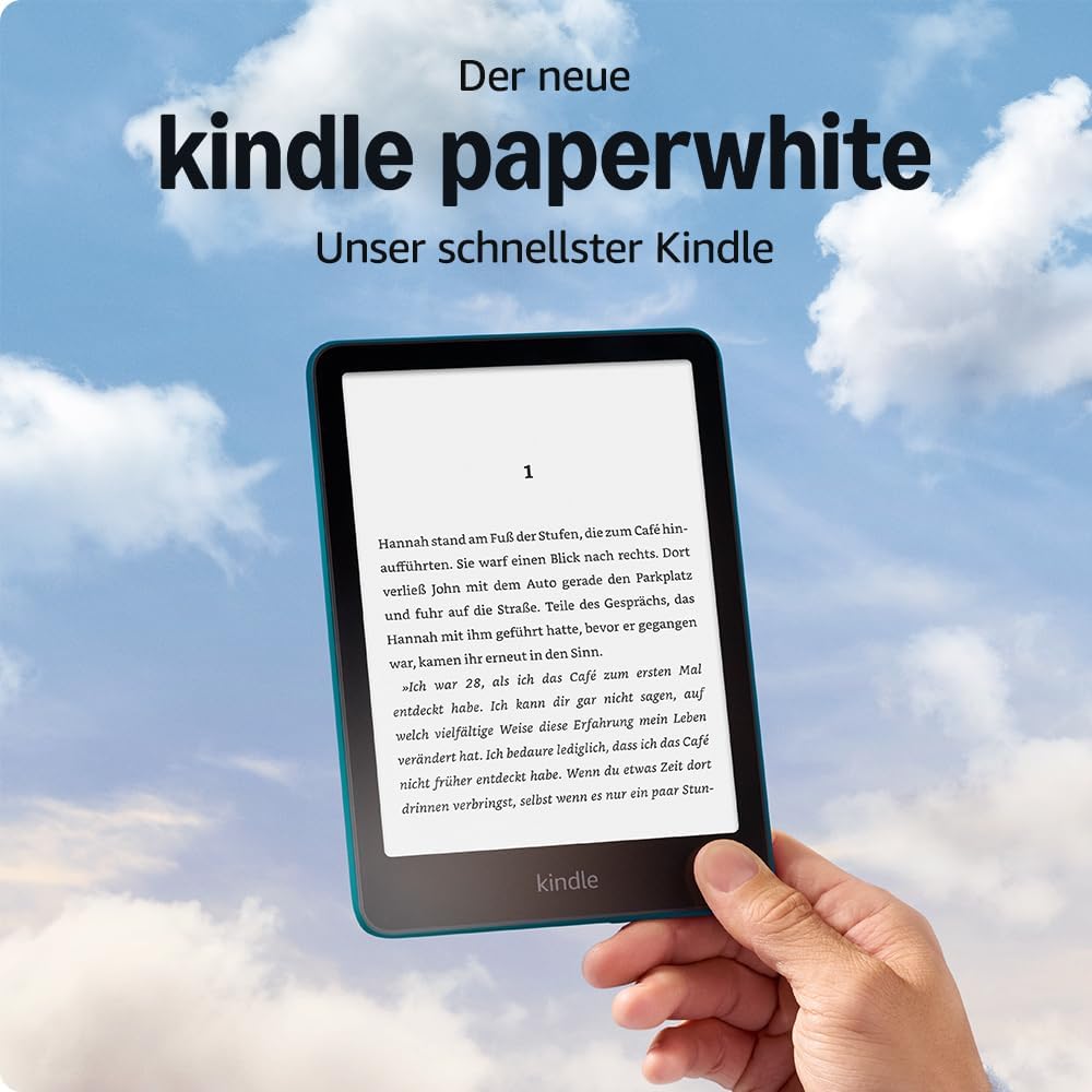 Amazon Kindle Paperwhite (16 GB) – Unser schnellster Kindle mit neuem 7-Zoll-Display und wochenlanger Akkulaufzeit – mit Werbung – jadegrün + Kindle Unlimited