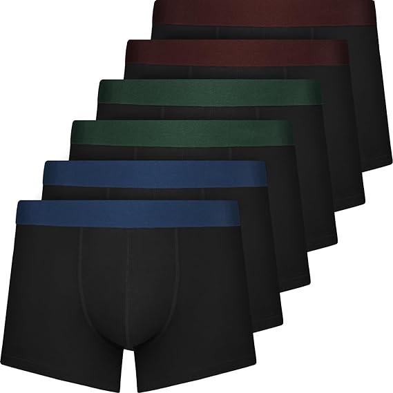 QINCAO Men's Boxer Shorts, Pack of 6, Without Logo, Comfortable Cotton