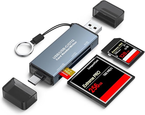 CF Card Reader LUONOCAN Compact Flash Reader Micro SD SD Card Reader USB Type-C Multi Card Reader OTG Compatible Memory Card Reader
