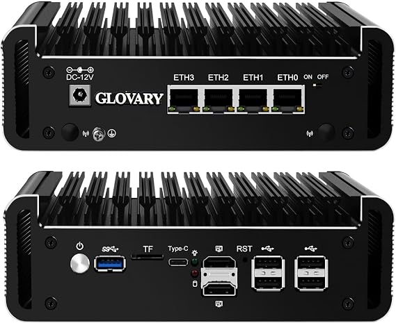 Firewall Mini PC J6413 4 Core, 4 x i226V 2.5GbE LAN OPNsense Router Micro Appliance, DDR4 8GB RAM 256GB SSD, AES-NI, Fanless Computer Hardware, 2 x NVMe Slot, 2 x SATA3.0, 2HD+USB-C 3 Display