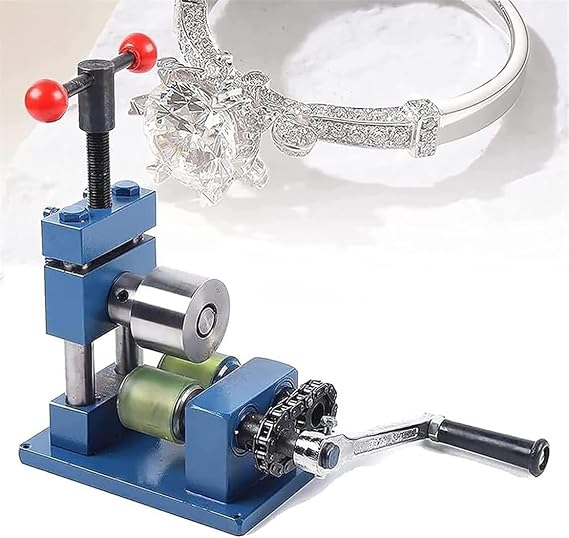 Jewelry Rolling Mill Machine, Manual Combination Rolling Mill for Metal Jewelry Sheet Square Semicircle Pattern, for DIY Jewelers Craft professional, Roller Width: 110 mm, Roller Diameter: 55 mm
