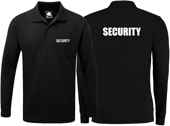 Workwear World 'Security' Embroidered & Printed Doorman Bouncer Classic Work Long Sleeve Polo Shirt