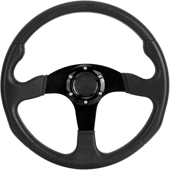 Qiilu Racing Steering Wheel, 14 inches 350mm Car Sport Steering Wheel Deep Dish 6 Bolt Universal Modified Accessory Black