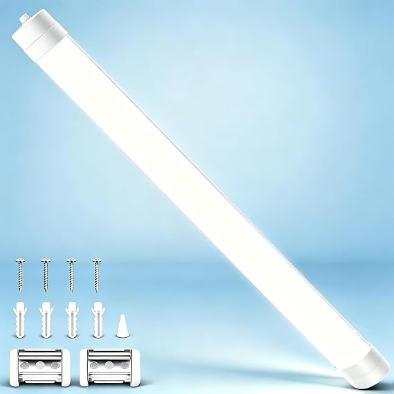 4FT LED Batten Light, 40W 120cm Linkable Tube Lights, IP65 Waterproof 4800LM 6500K Daylight Office Ceiling Light Strip, LED Fluorescent Lights for Garage, Kitchen, Workshop [Energy Class F]