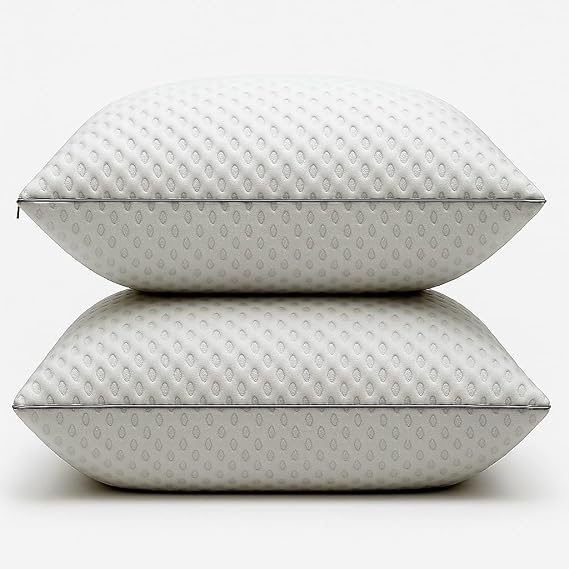 Casabella Pillows - Shredded Memory Foam - Pillow 2 Pack for Neck & Back Support, Shoulder Pain Relief - Breathable Medium Firm Pillows - Hypoallergenic Bedding, Luxury Sleep Experience 50x70cm