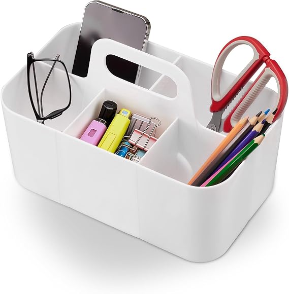 Caddy Organizer, Stackable Desk Caddy with Handle, White