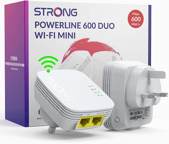 STRONG AV600 WiFi Powerline Adapter Kit, WiFi 300Mbps, 100Mbps LAN Ports