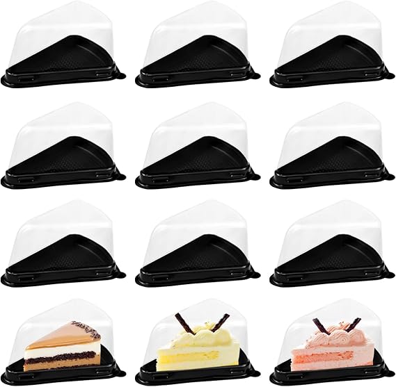 50 Pieces Cake Slice Container, Transparent Cheesecake Container, Individual Triangular Box for Dessert Cakes, Cheese, Pastry, Cake