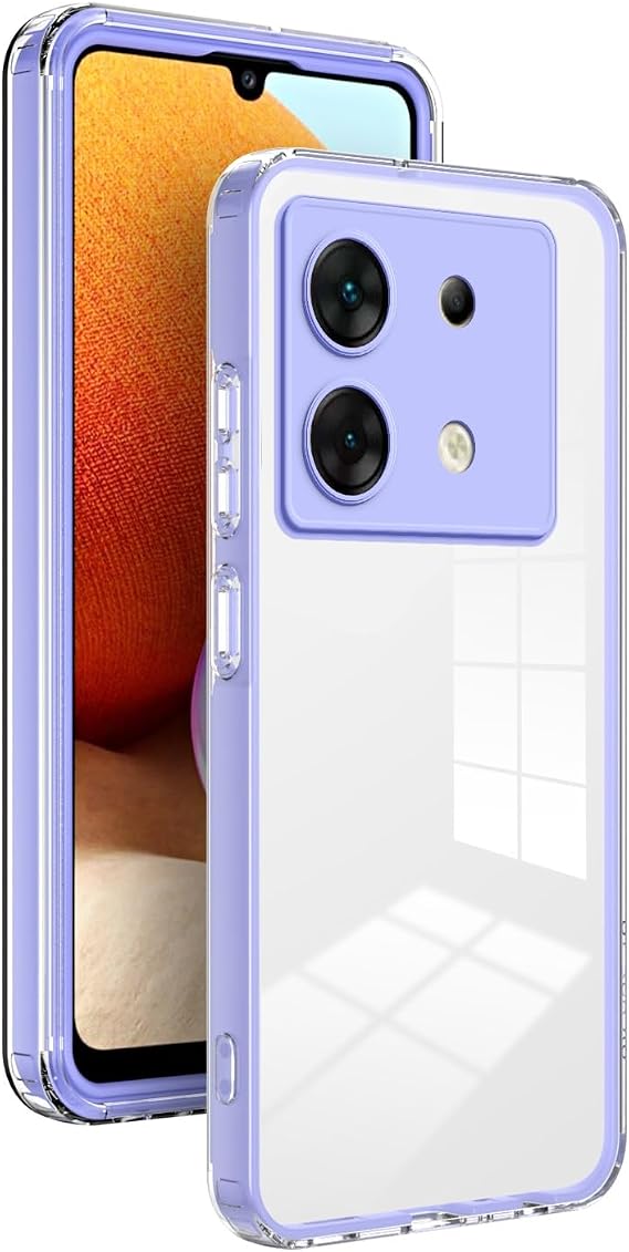 Infinix Zero 30 4G用クリアケース フルボディケース 透明携帯電話ケース、スリム保護電話カバー 透明 傷防止 衝撃吸収 ケース Infinix Zero 30 4G用パープル
