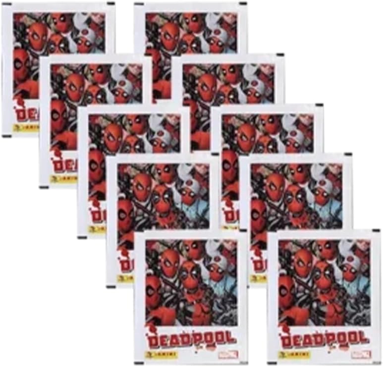 Marvel Deadpool Lisanslı Panini 10 Paket Stickers Set, 40 Çıkartma + 10 Kart