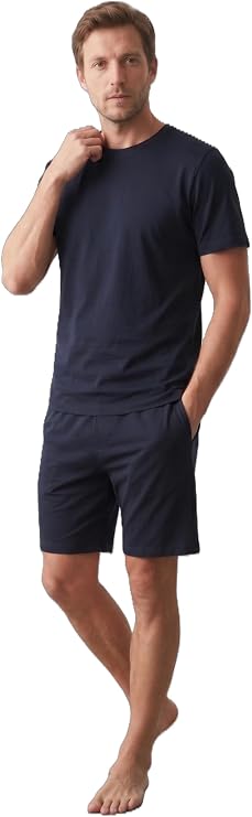 elemge%95 Pamuk%5 Elastan Süprem Erkek Pijama Takımı Şort & T-Shirt Rahat Kalıp Cepli İnce Compact Penye Yumuşak Doku Nefes Alan Terletmez Yapı Rahat Kesim