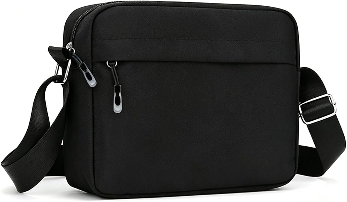 Mens Shoulder Cross Body Bag, Small Messenger Bag with Zipper and Adjustable Strap, Nylon and Oxford Crossbody Bags, Casual Chest Sling Bag for Working Travel Daily