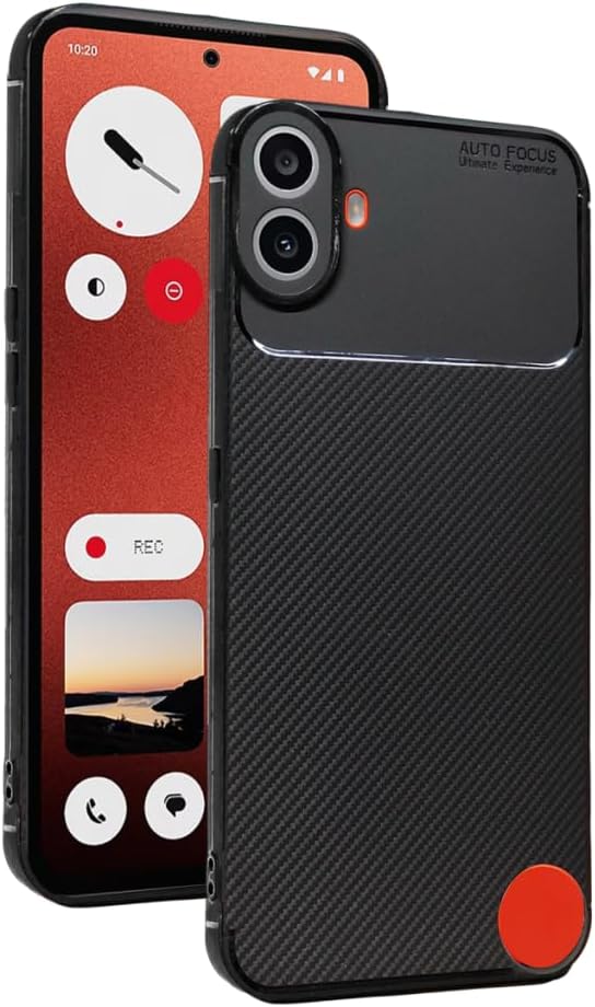 UnDePlus Nothing Phone 1 CMF ile uyumlu Kılıf Karbon Silikon Case Siyah
