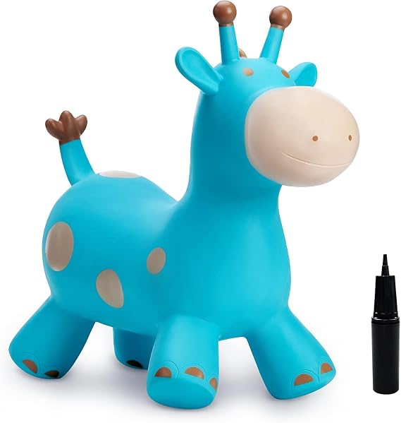 U&C Planet Bouncy Animal Hopper for Kids, Garden Ride-On Toy with Pump