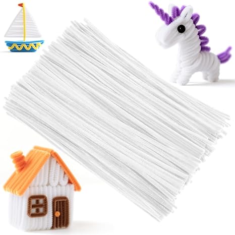 Ainiv 200PCS Pipe Cleaners for Craft, 30cm White Crafting Pipe Cleaners