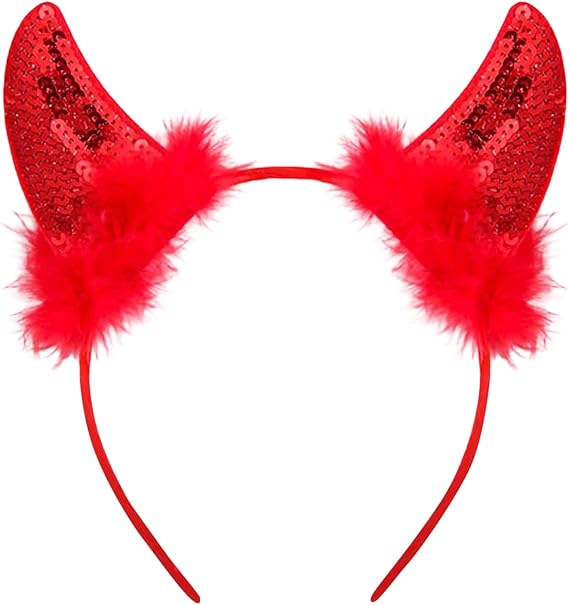 Red Devil Horns Headband, Halloween Devil Horns Headpiece, Halloween Accessories for Cosplay, Fancy Dress Party, Halloween Outfits and Dress-Up