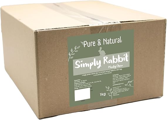 Pure & Natural Rabbit Meaty Sticks - Natural Dog Chews, Low Fat & High Protein, Hypoallergenic & Grain Free Dog Treats - 1kg Bulk Box