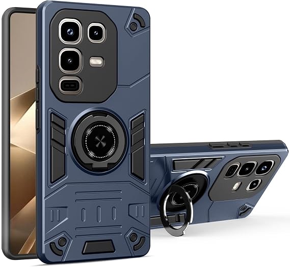 Protective Back Case Cover For Infinix Note 50X 5G Phone Case Full Protective Case Military Grade Dual Layer Shockproof Cover Rugged Protection Cover with Kickstand(Blue)