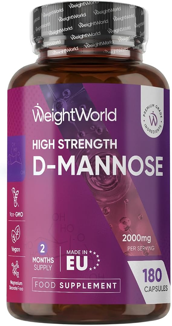 D-Mannose 2000mg - 180 Capsules - 2 Months Supply - Non-GMO & GMP-Approved