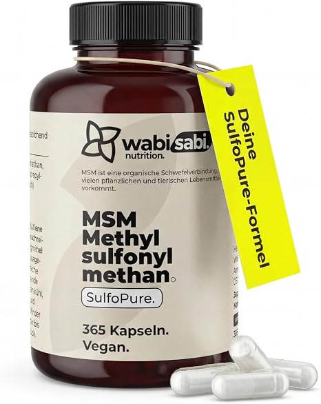 wabi sabi MSM Capsules - 365 Vegan Capsules - 1200 mg Methylsulfonylmethane (MSM) per Daily Dose - High Dose & Tested Supplement - MSM Dietary Supplement - German Quality Brand