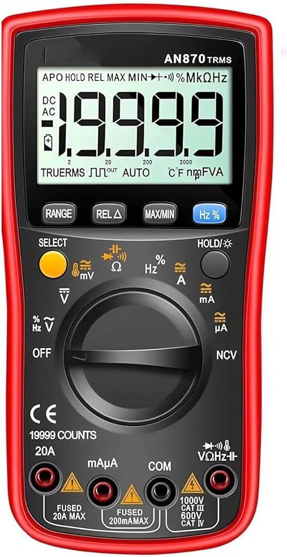 Multimeter Digital Voltage Tester Current Ncv Capacitance Resistance Ohm Test Tool(an870)