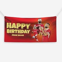 Mo Salah Birthday Banner Liverpool FC Vinyl Backdrop with Eyelets Soccer Party Decoration for Boys & Fans (MO Salah)