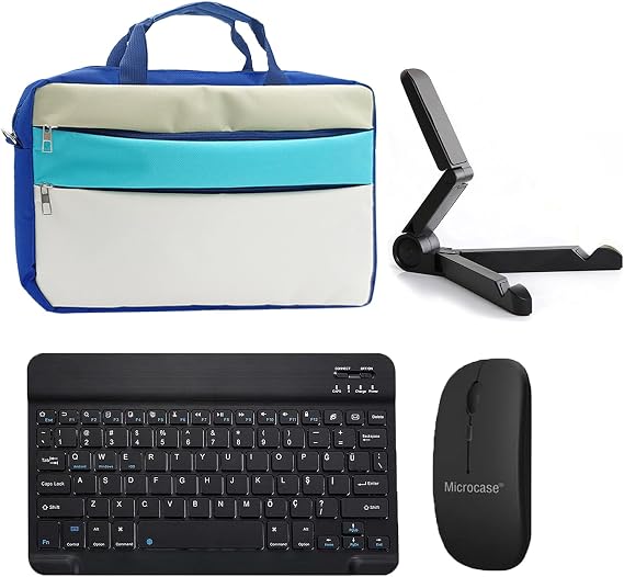 Microcase Xiaomi Redmi Pad 2 Pro 12.1 inch ile uyumlu Tablet Çanta+Bluetooth Klavye+Mouse+Tablet Standı Siyah-AL4840