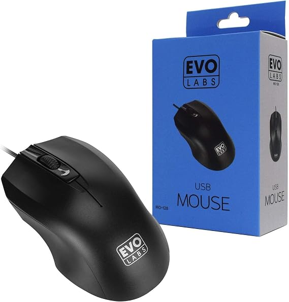 USB Wired Optical Mouse – Matte Black – MO-128