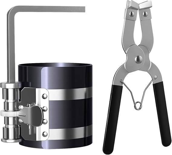 3inch Piston Ring Compressor Tool,Adjustable Range 53-150mm with Plier Set