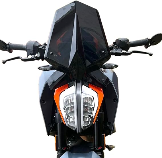 Motorcycle Windshield compatible with K.T.M Duke 125 Duke 390 Duke-125 Duke-390 2017 2018 2019 2020 2021 2022 Windscreen Front Fairing Air Deflector (Smoke)