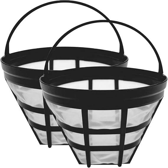Cup Basket Coffee Filter, Reusable Coffee Filters 2Pcs Basket Filters with Handle Fine Nylon Mesh 8-12 Cup Safe & BPA Free for Maker