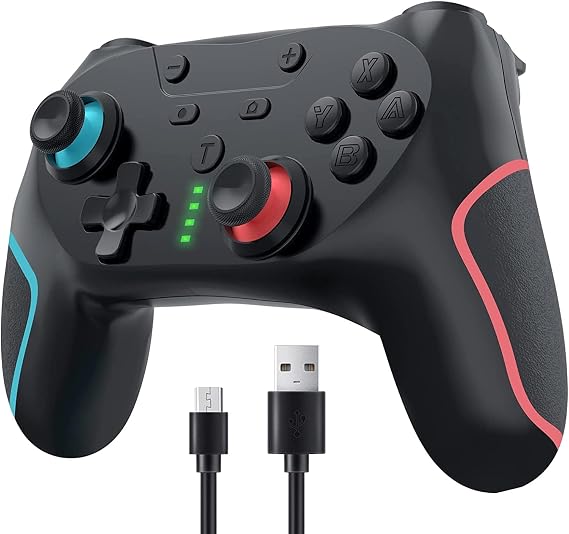 Matbip Switch pro controller, Wireless Switch Controller Compatible with Switch/Lite/OLED, switch controller with 2 back buttons, 3-level TURBO adjustable, blue&red