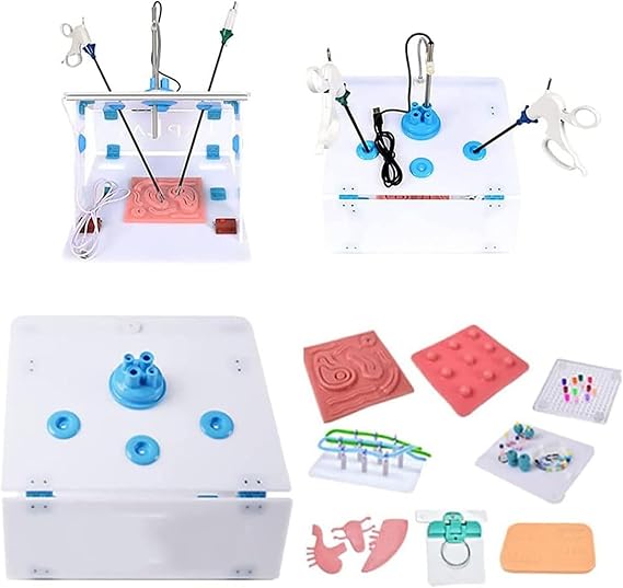 Laparoscopic Trainer Box Simulator, Laparoscopic Simulated Training Box,Suture Pad, Surgeon Training Surgery Set,Includes 10 Training Modules,for Doctor and Medical Students