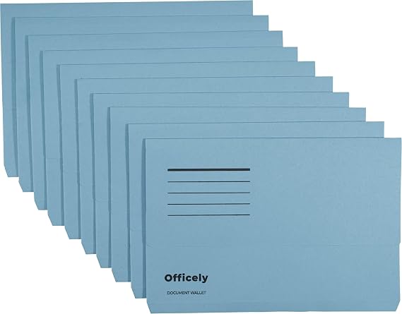 Foolscap Document Wallets 285gsm - Blue (Pack of 10)