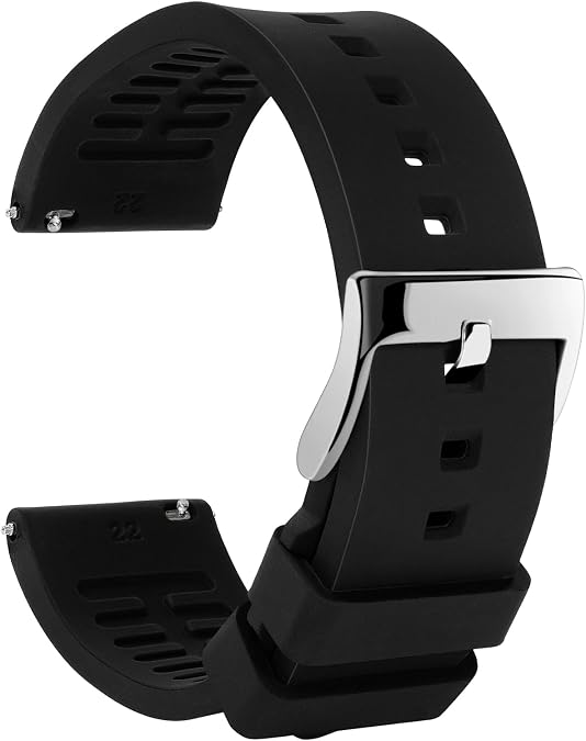 TStrap Silicone Watch Strap Rubber - Quick Release Watch Band for Mens Womens - Waterproof Smart Watch Straps with Clasp - Military Watches Bracelet Replacement Ladies - 18mm 19mm 20mm 21mm 22mm 24mm