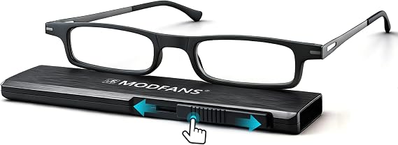 MODFANS Lightweight Folding Reading Glasses Men and Women Ultra Thin TR90 Frame Blue Light Blocking  with Unique Stretchable Slim Flat Case