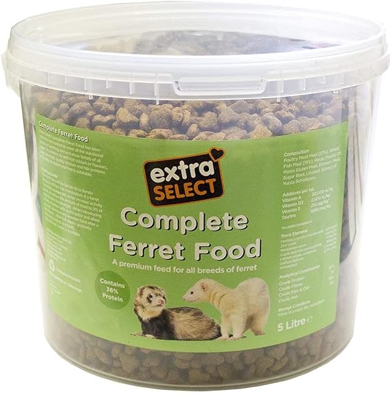 Extra Select Complete Dry Ferret Food: Premium Ferret Kibble with High Protein Content for Optimal Nutrition - 5 Litre Tub